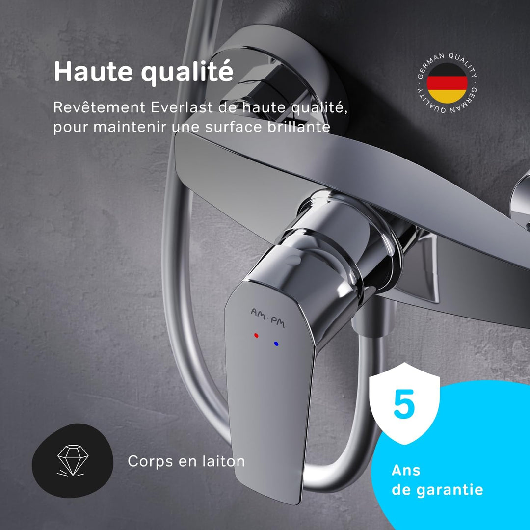 AM.PM GEM FGA20000 Duscharmatur mit Einhebelmischer | SoftMotion Keramikkartusche, Neoperl Aerator |