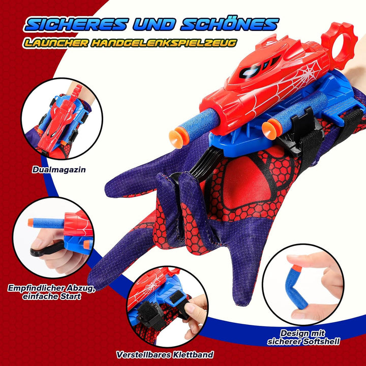 Braxel Spielzeug ab 4-12 Jahre Jungen, 2 Set Netzwerfer Launcher Handschuhe Kinder Geschenk Junge 5
