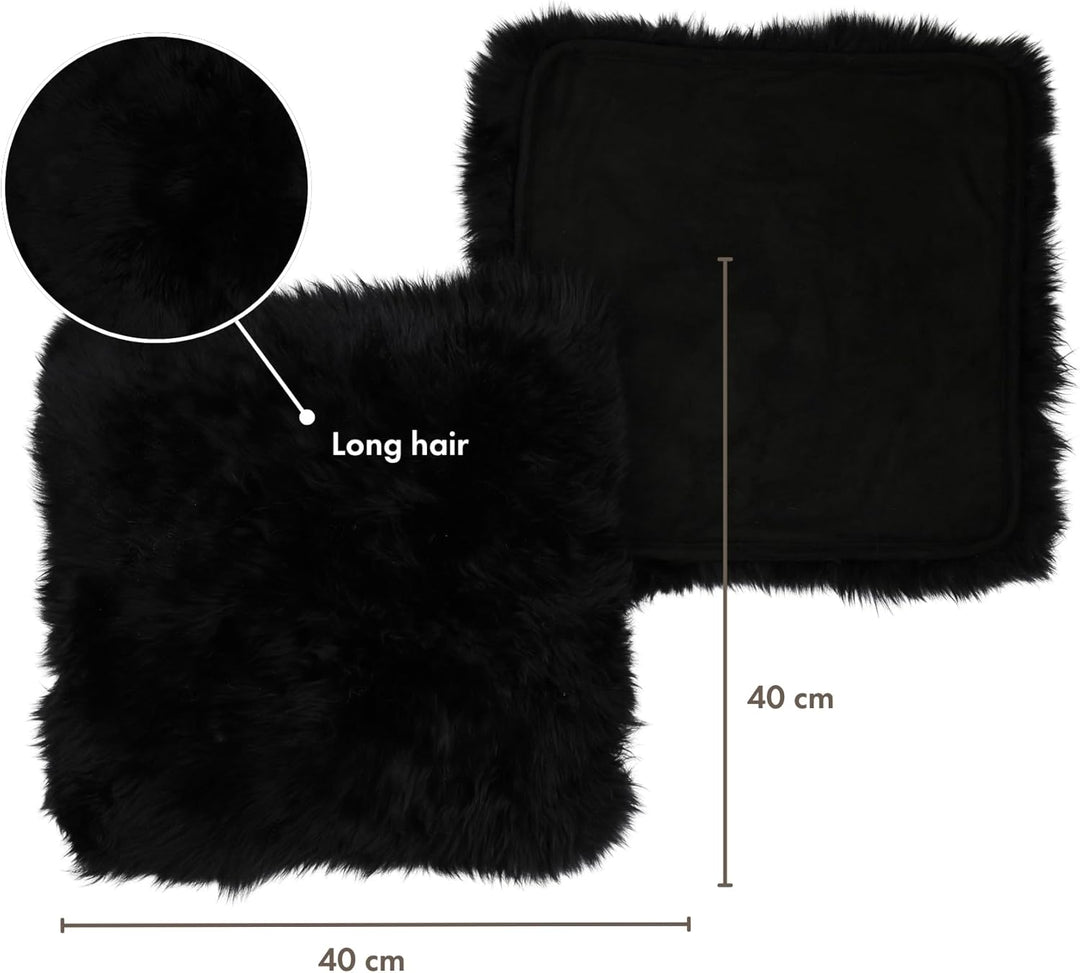 Nordic Sheep Lammfell Kissen 40x40 cm | 4er Pack | Weiches Fell für Stühle & Sofa | Gemütliches Sitz