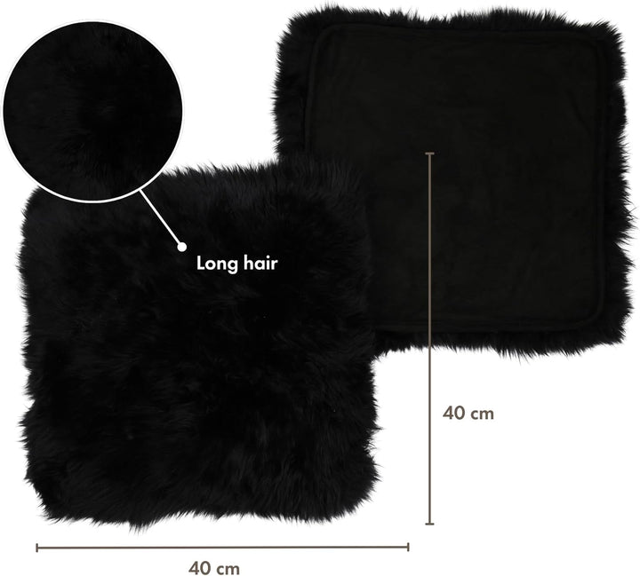Nordic Sheep Lammfell Kissen 40x40 cm | 4er Pack | Weiches Fell für Stühle & Sofa | Gemütliches Sitz
