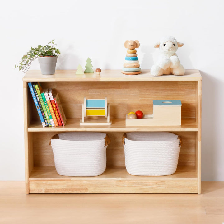 OOOK Gummiholz Spielzeugschrank, Kinderregal Spielzeug Organizer, Aufbewahrungsschrank Bücherregal f