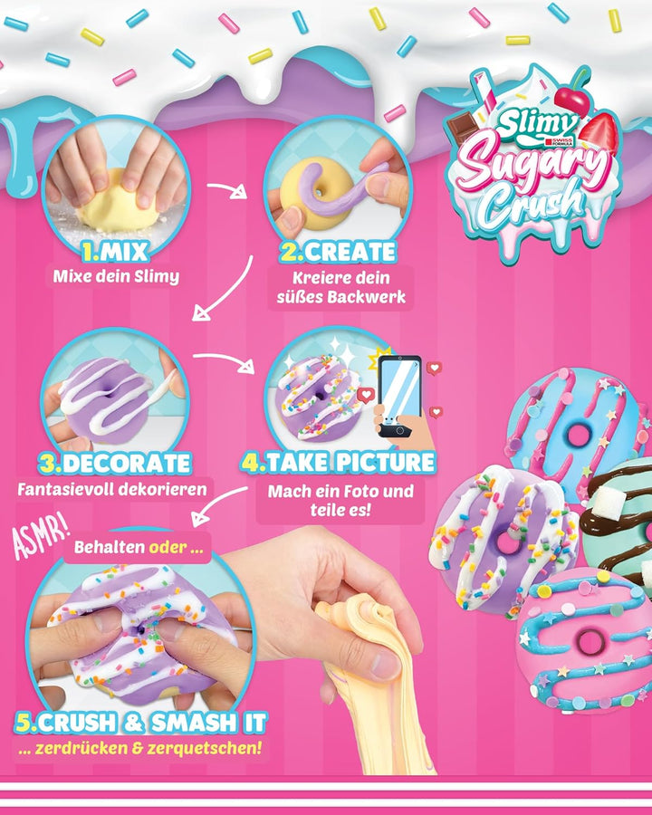 Slimy Sugary Crush - Dooonuts, Slime und Knete Kreativ-Set, Backspiel zum selber Mischen, Formen und