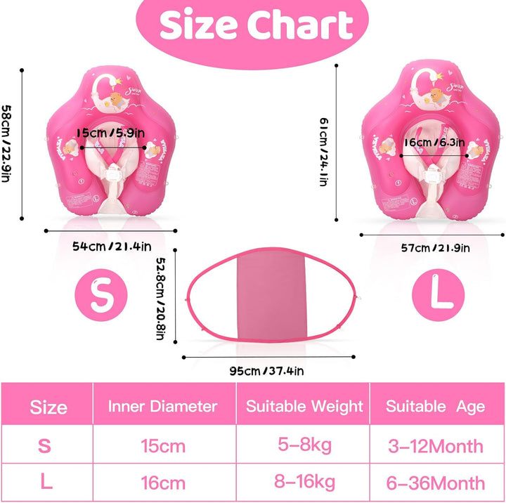 WYRIAZA Schwimmring Baby, Baby Schwimmring mit Sonnendach, Verstellbare Schultergurte, Aufblasbare S