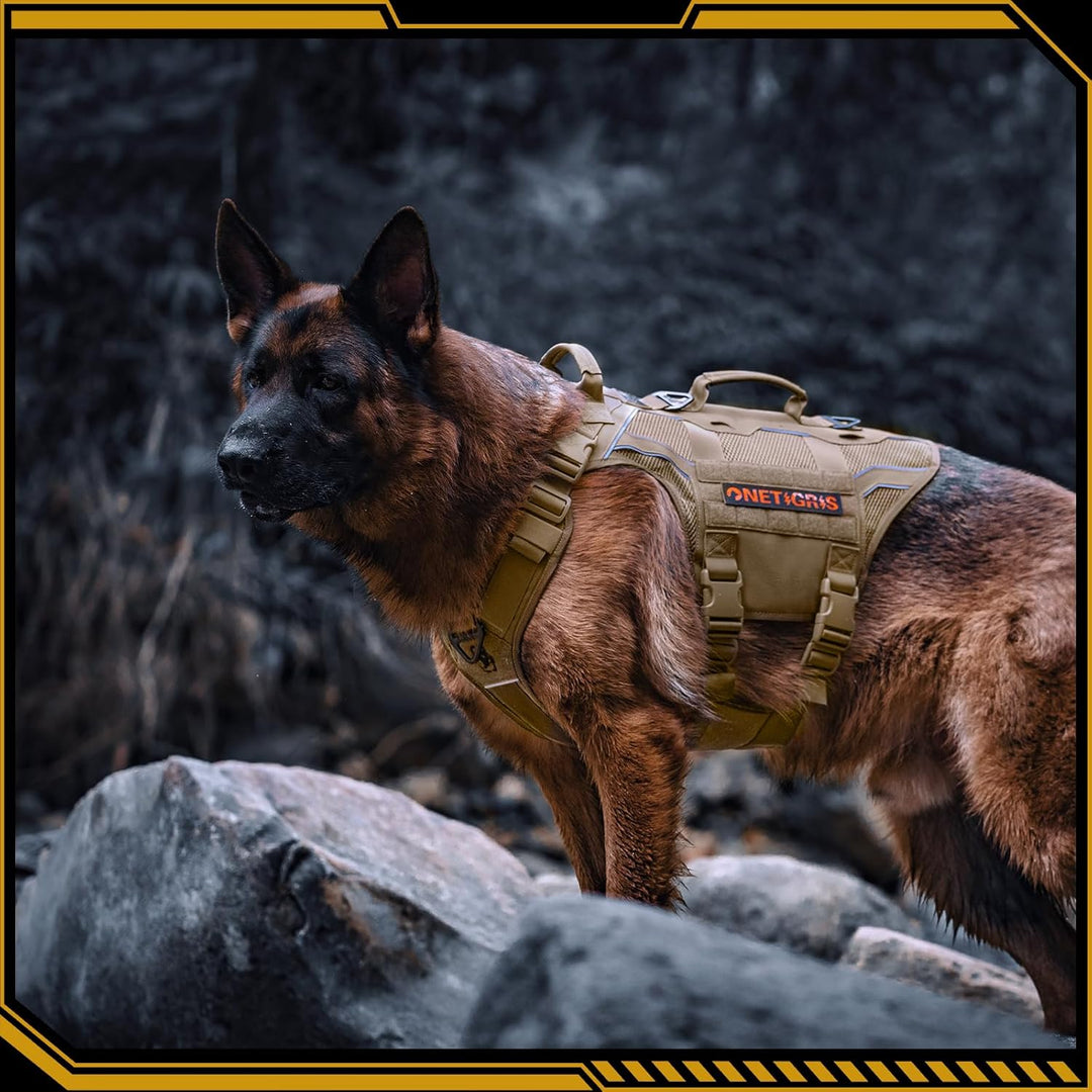 OneTigris Hundegeschirr, AIRE Armor Mesh Einstellbar Sicherheitsgeschirr mit 2 Griffe und 3 D-Ringen
