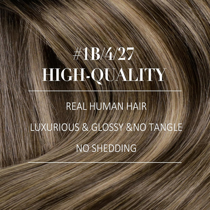 YoungSee Clip in Extensions Balayage Schwarz Echthaar Extensions Clip Schwarz Ombre Braun Blond Clip