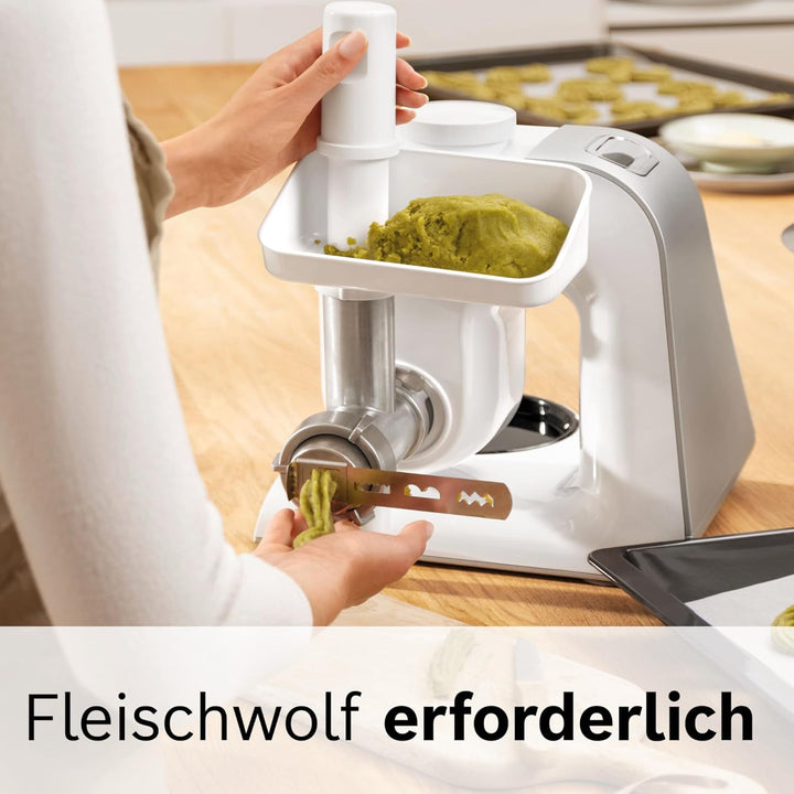 Bosch MUZ45SV2 Spritzgebäckvorsatz, für Fleischwolf, perfekt zum Backen, vier Formen, Edelstahl, pas