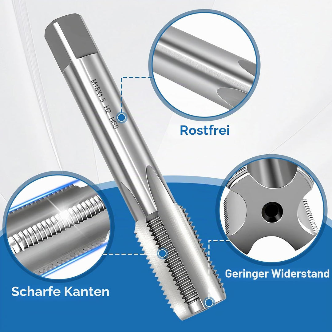 2 Stück M18 X 1,5mm Gewindeschneider und Gewindeschneideisen, Gewindeschneid set M18* 1,5mm，Metrisch