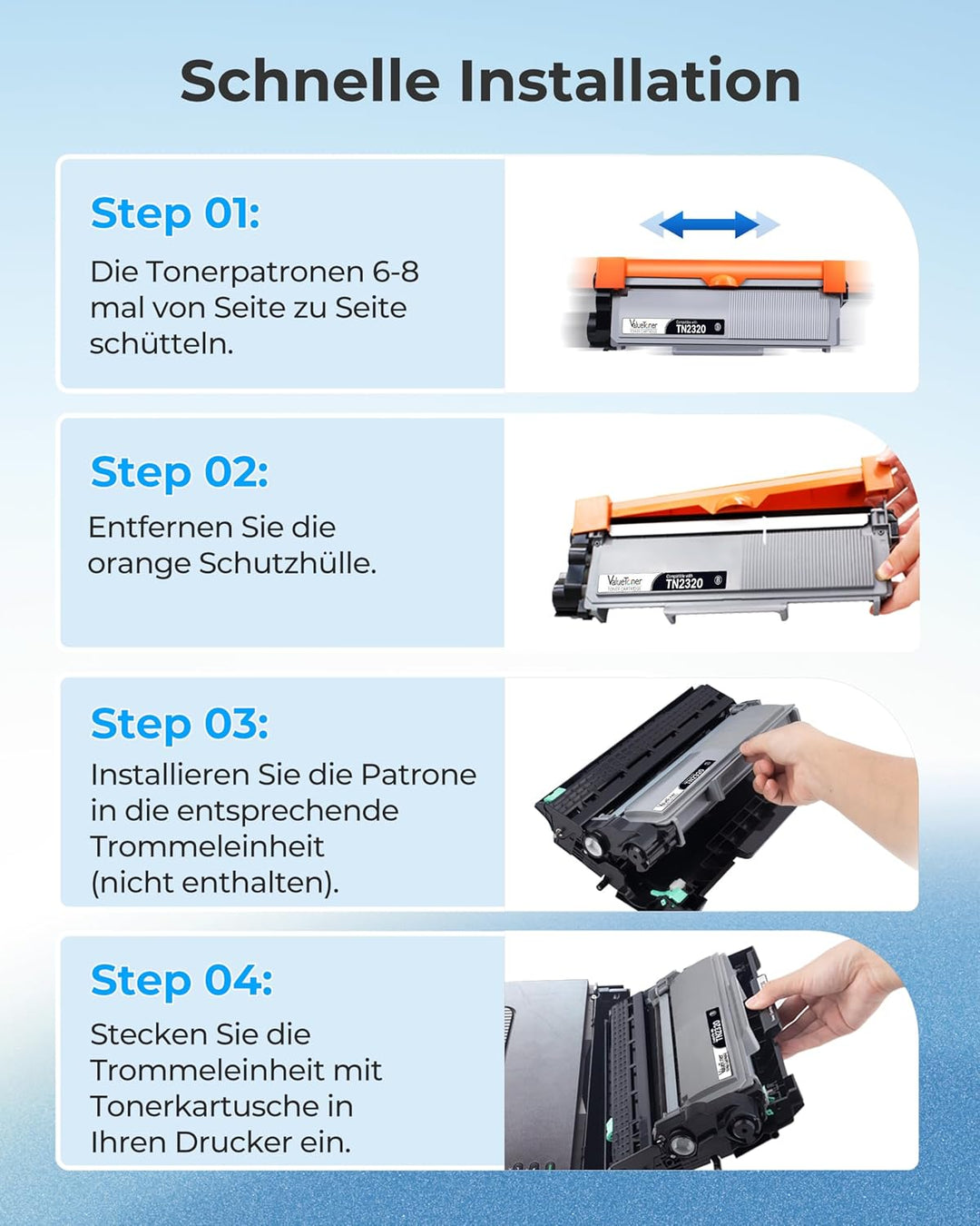Valuetoner TN2320 TN-2320 Toner Kompatibel für Brother TN2320 TN2310 Schwarz Toner für Brother HL-L2
