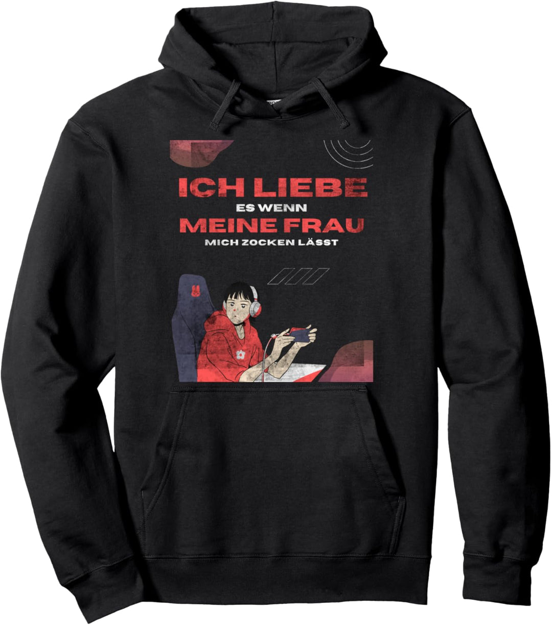 Men's Ich Liebe Es Wenn Meine Frau Mich Zocken Lässt Gamer Pullover Hoodie