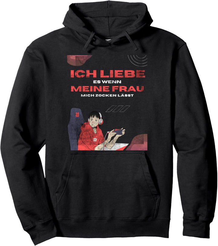 Men's Ich Liebe Es Wenn Meine Frau Mich Zocken Lässt Gamer Pullover Hoodie