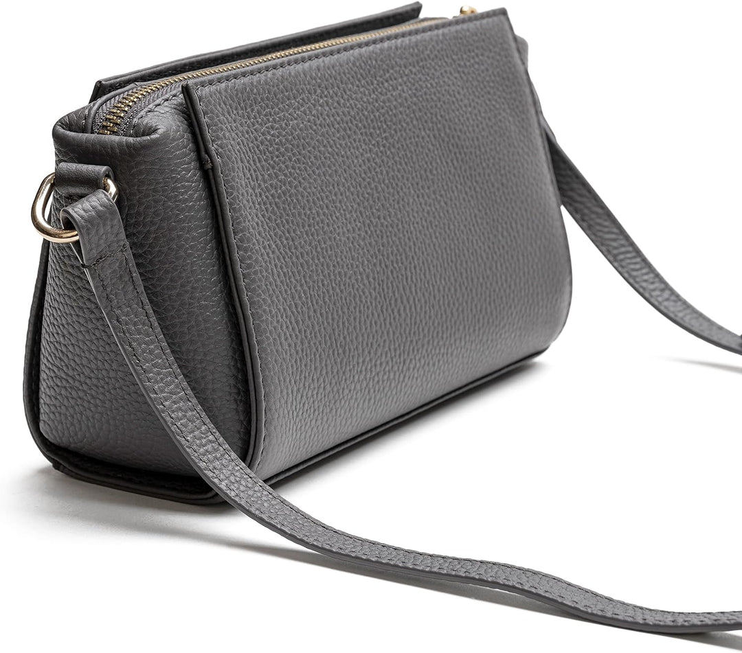 Lazarotti Bologna Leder Umhängetasche Damen | verstellbarer Schultergurt | mittelgrosse Crossbody Ba