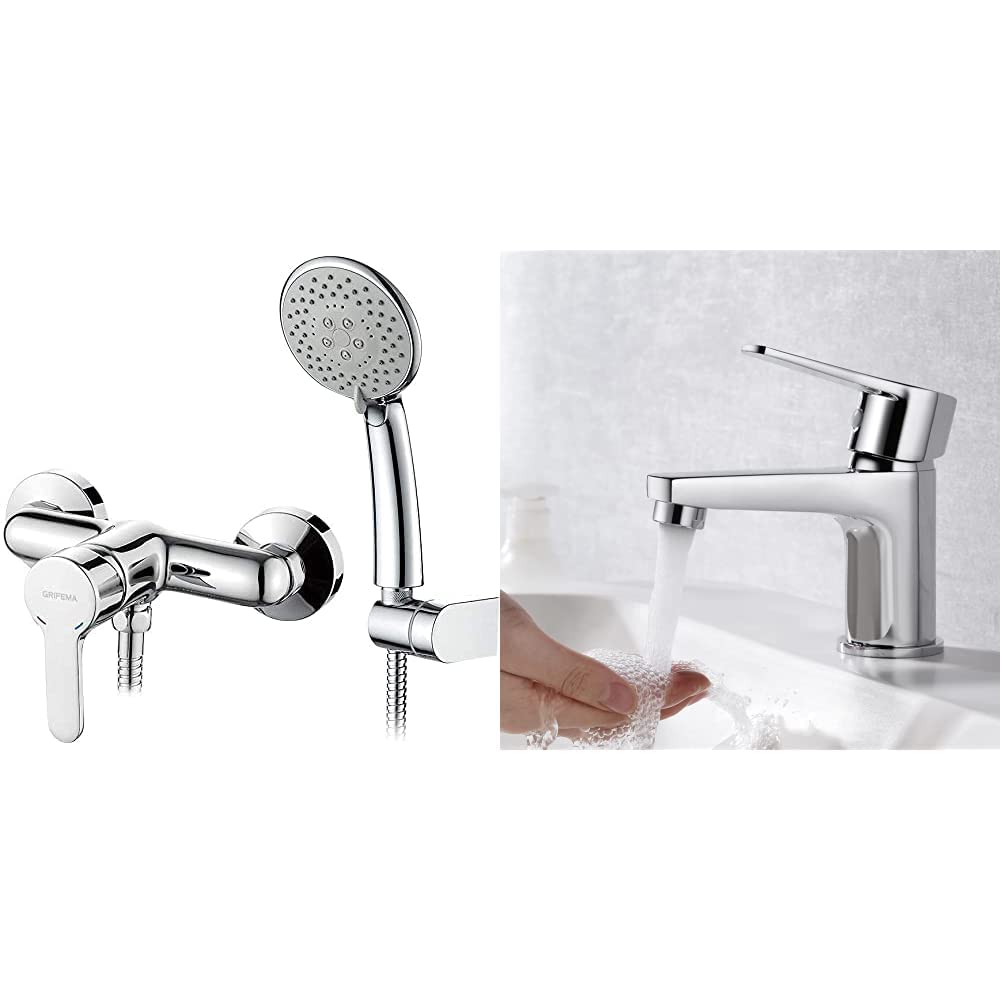 GRIFEMA PORTO-G12003 | Duscharmatur - Chrom & Ibergrif M11057 Wasserhahn Bad-Mischbatterie, Waschtis