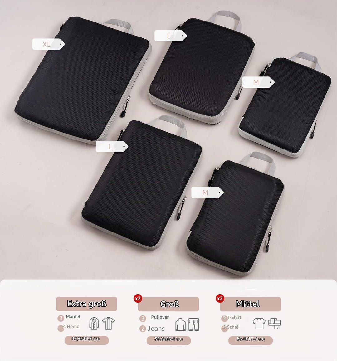 Meowoo Packing Cubes Kompression Koffer Organizer Packwürfel Packtaschen Kleidertaschen Verpackungsw