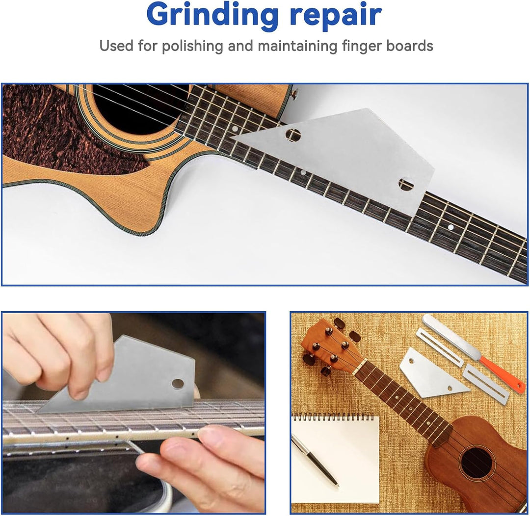Gitarrenbauer Werkzeug Set, 7 Stück Luthier Werkzeugsatz, Gitarren Edelstahl Bundkrönungsfeile Dicht