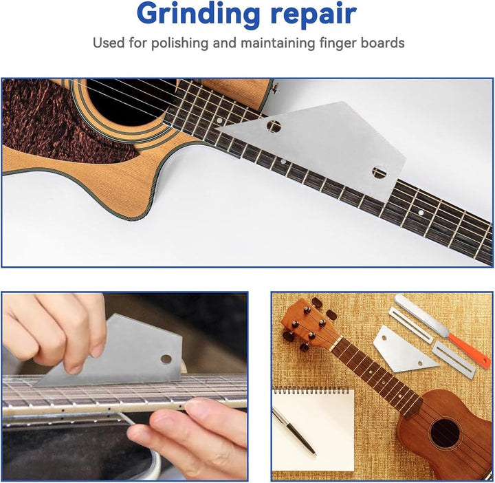 Gitarrenbauer Werkzeug Set, 7 Stück Luthier Werkzeugsatz, Gitarren Edelstahl Bundkrönungsfeile Dicht