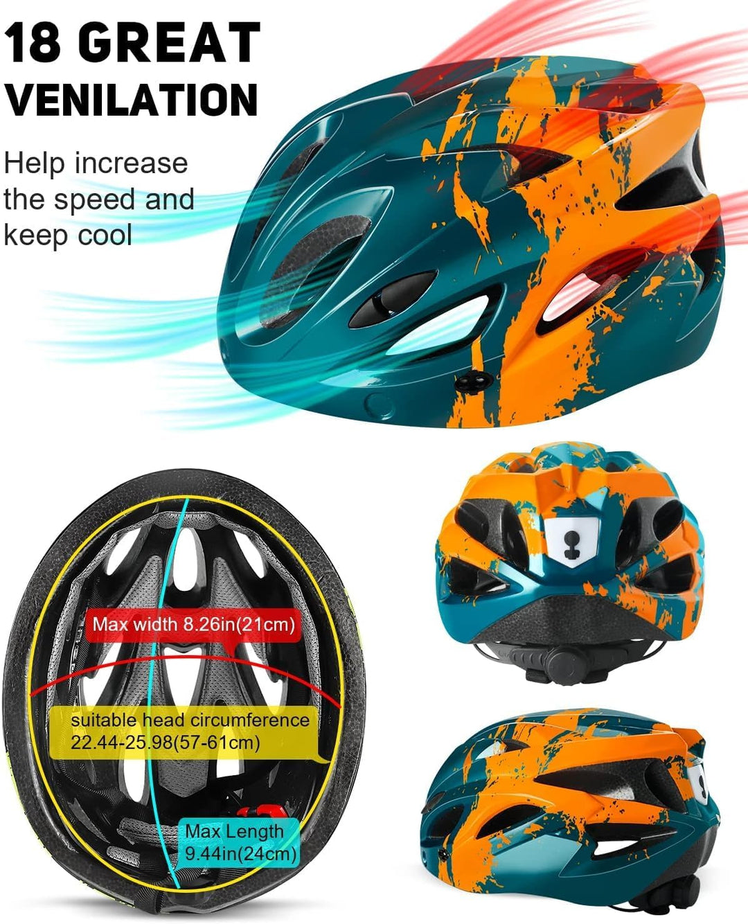 RaMokey Fahrradhelm mit Licht für hohe Sicherheit - Urban Helm, Fahrradhelm für Herren Damen mit Abn