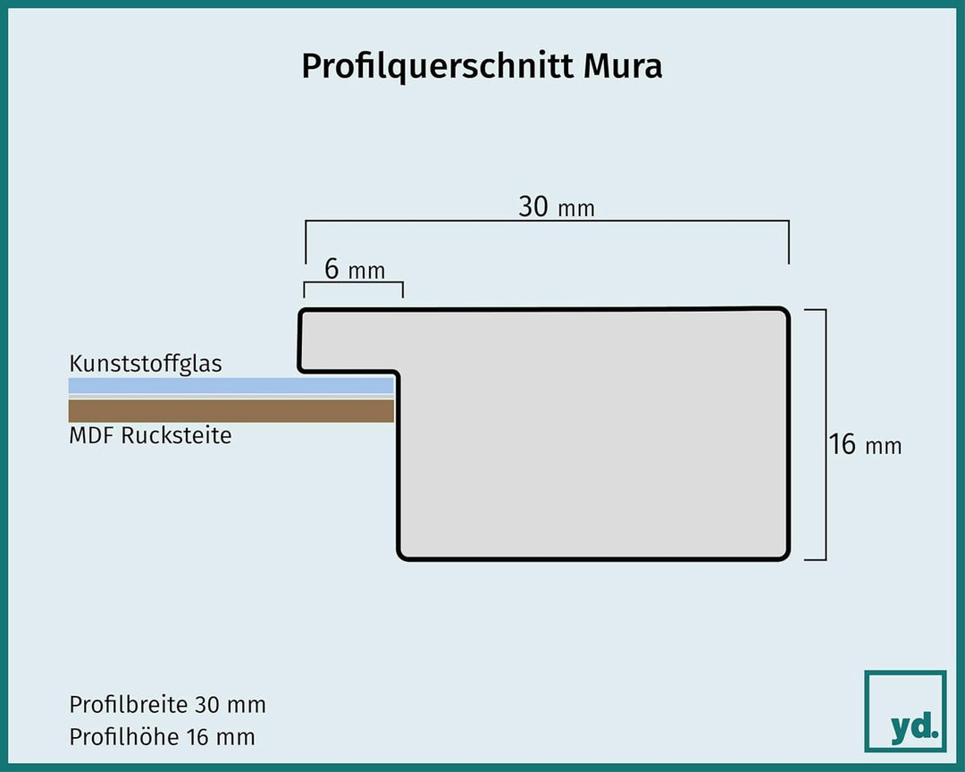 yd. Your Decoration - Bilderrahmen 75x100 cm - Sonoma Eiche - Bilderrahmen aus MDF mit Acrylglas - A