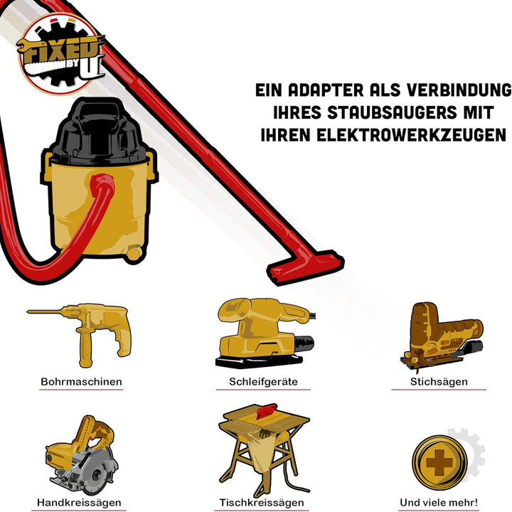 FixedByU Powertool Adapter Set Staubsauger Adapter/Reduzierstück zur Staubabsaugung, Schlauchadapter
