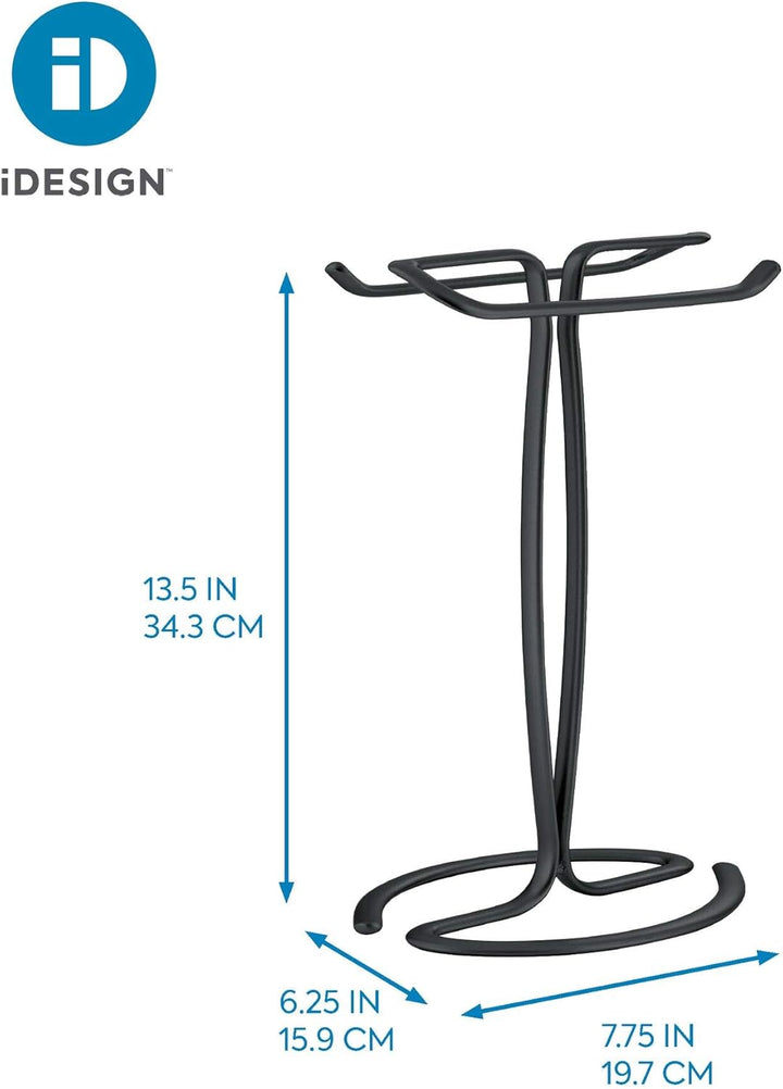 iDesign Axis Handtuchhalter freistehend, kleiner Handtuchständer aus Metall, mattschwarz, Mattschwar