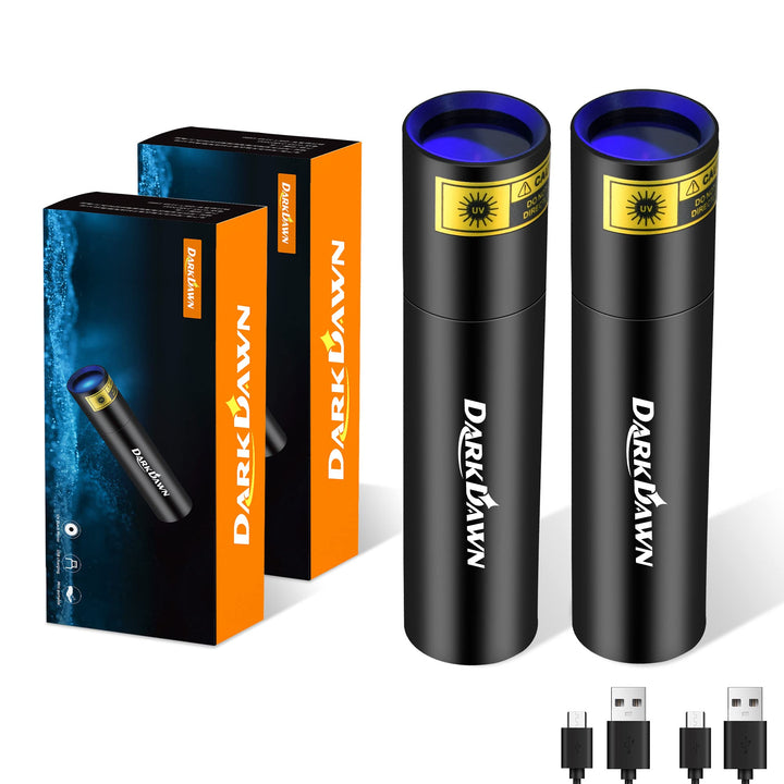 DARKDAWN UV Taschenlampe 365nm Licht, Schwarzlicht Mini USB Wiederaufladbar, Woodsche Lampe Tragbare
