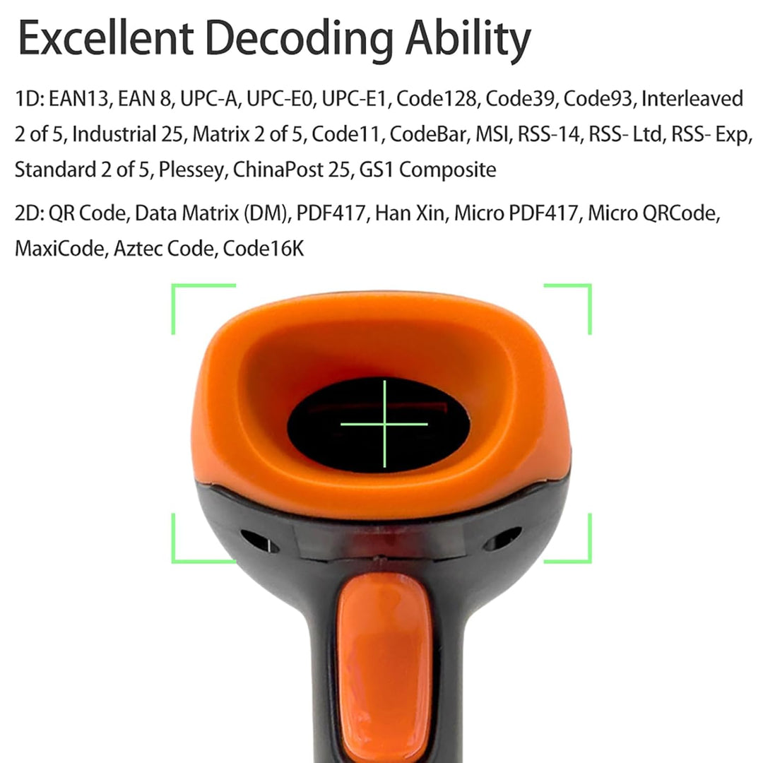 Handheld Barcode Scanner Kabellos 1D 2D QR Code Book Scanner für PC Handbuch Continuous Scanning USB