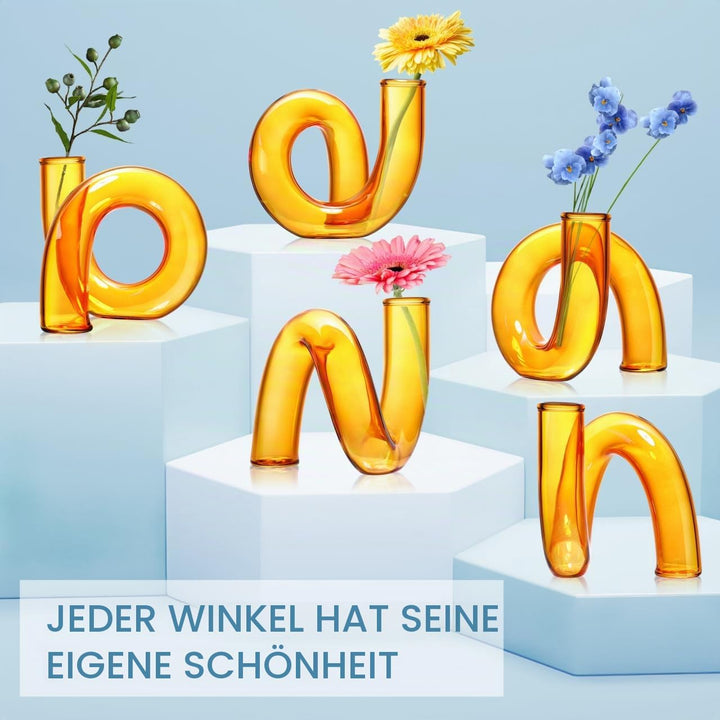 Klare Glasvase Unregelmässige Verzerrung Blumenvase Kreative Vase für Blumen Modernes Dekoratives Äs