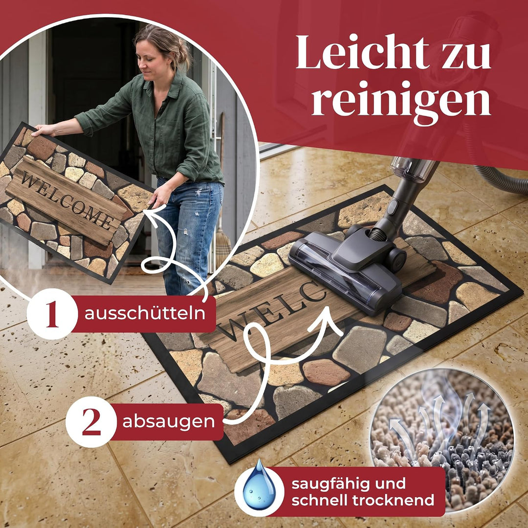 Hochwertige Fussmatte 60x80 cm (Large) – Schmutzfangmatte für Innen &amp; Aussen, rutschfest mit hoher S