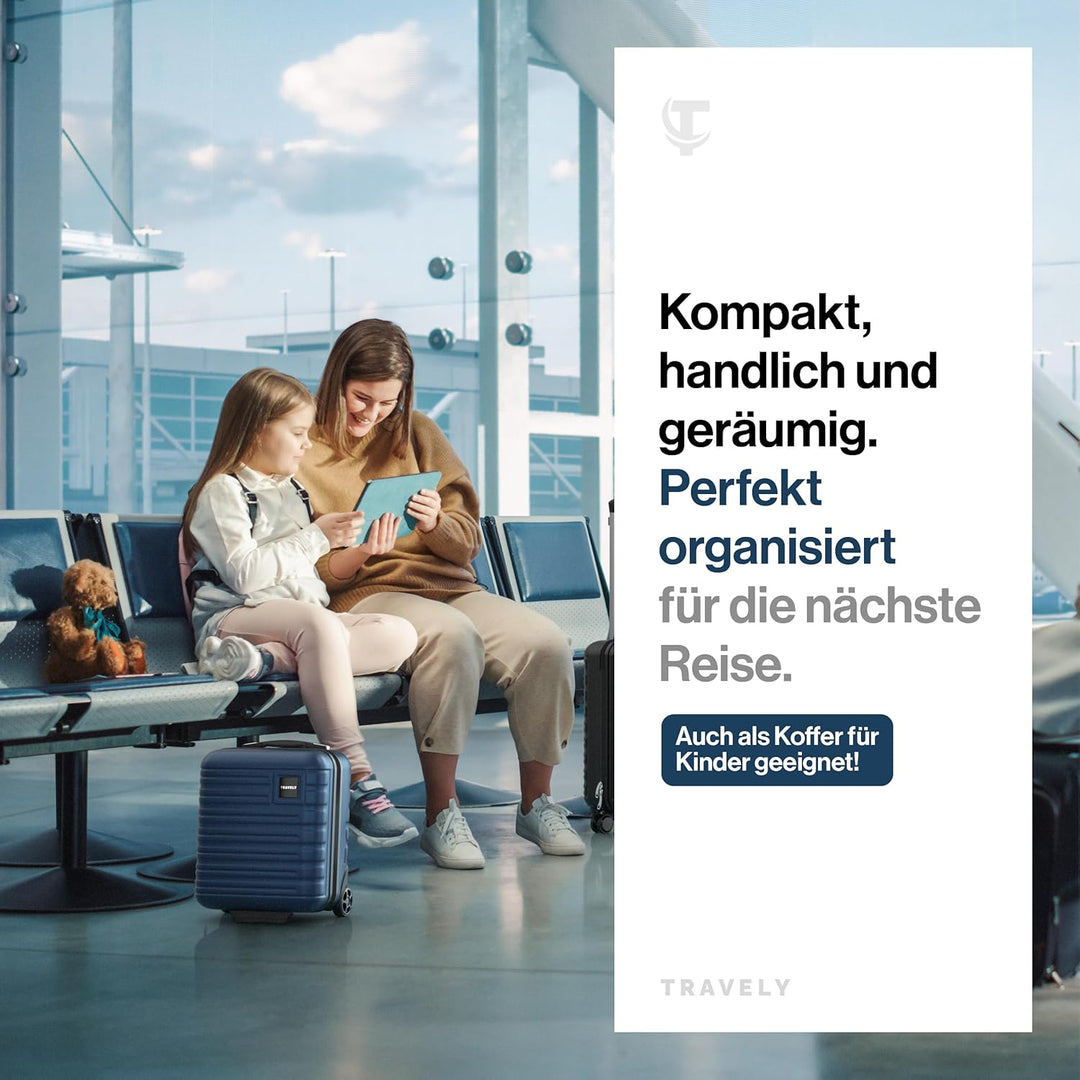 Travely Premium Handgepäck Koffer 40x30x20cm - passend für Ryanair, Lufthansa, Eurowings und co. I 2