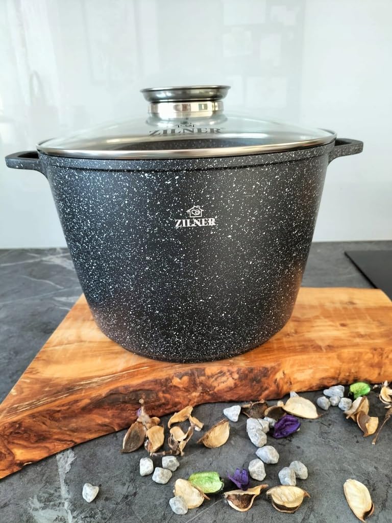 Zilner Set aus zwei grossen marmorierten Töpfen 6,2L/10,2L induktions Töpfe Set,Kochtöpfe, Töpfe Ind