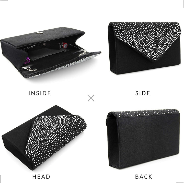 Milisente Evening Bag for Women Glitter Rhinestone Wedding Evening Purse Crystal Envelope Crossbody