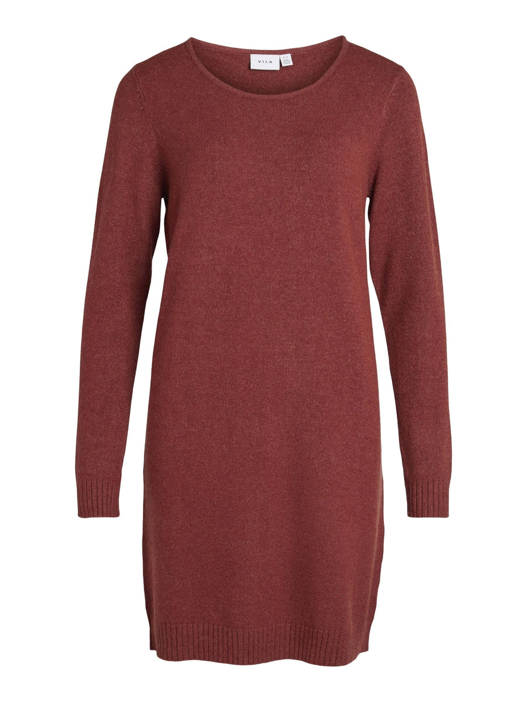 Vila Damen Viril L/S Knit Dress-Noos Kleid XS Fired Brick/Detail:dark Melange, XS Fired Brick/Detail