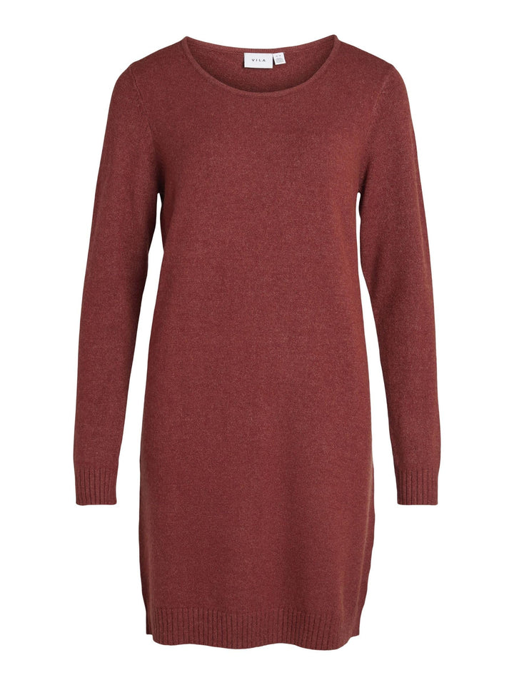 Vila Damen Viril L/S Knit Dress-Noos Kleid XS Fired Brick/Detail:dark Melange, XS Fired Brick/Detail
