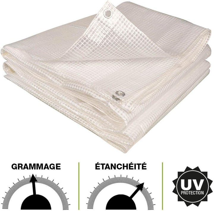 TERRE JARDIN Verstärkte, transparente Abdeckplane, 160 g/m², zuschneidbar, 4 x 6 m, 4 x 6