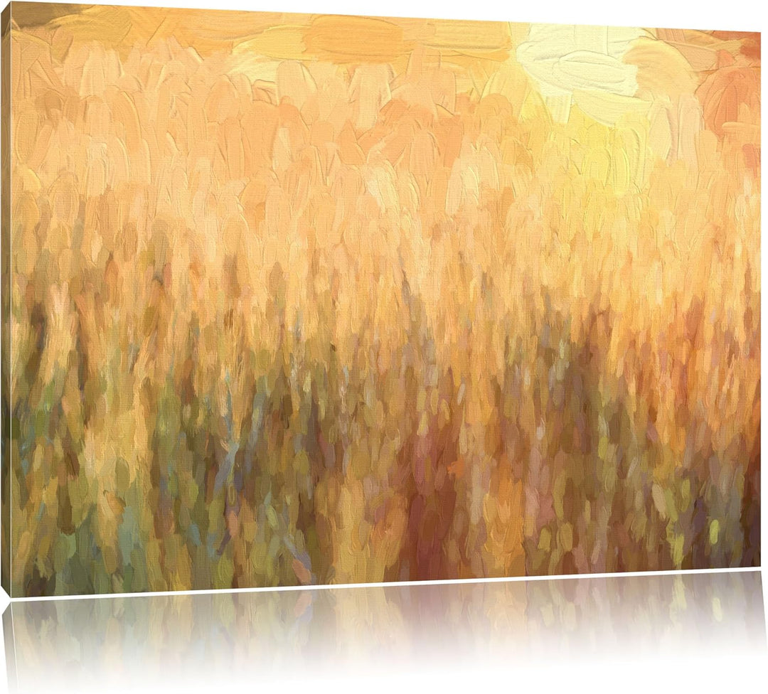 Pixxprint Getreidefeld als Leinwandbild/Grösse: 100x70 / Wandbild/Kunstdruck/fertig bespannt, 100x70