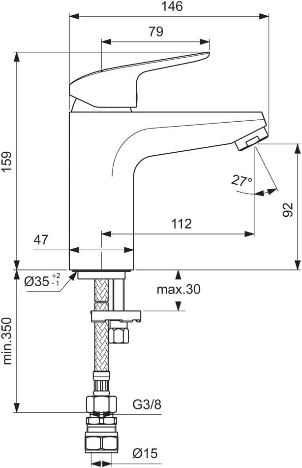 Ideal Standard B1959AA Ceraflex 1 tap hole bath filler Wanneneinlauf, Chrome Single Lever Bath Fille