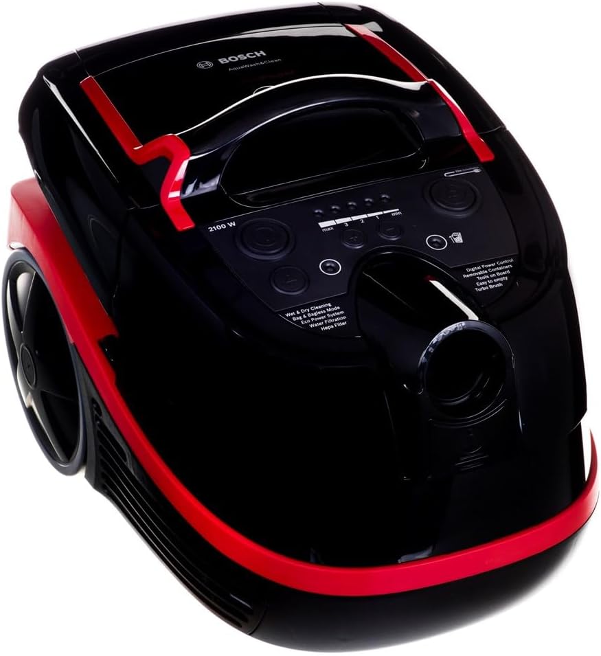 Bosch BWD421POW 6944345, Zylinder Vacuum, Schwarz/Rot, 2100 W, 1 Liter, 44 Dezibel