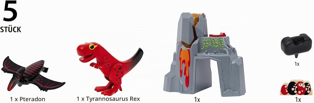 BRIO World - 36092 Dinosaurier-Vulkan mit Ausbruchsfunktion - Zugset für Kinder ab 3 Jahren