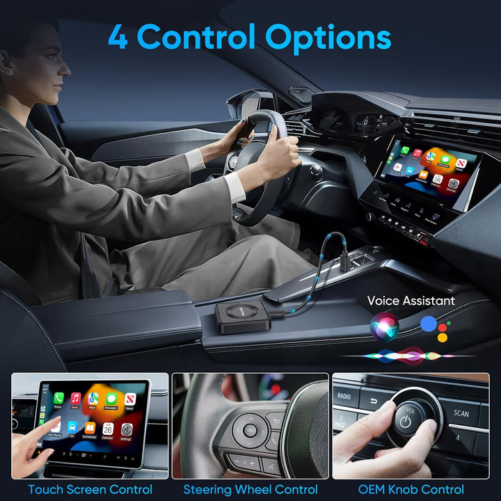 MYPIN Wireless CarPlay Adapter, 3-IN-1 CarPlay/Android Auto/Video Adapter, Plug & Play, Eingebauter