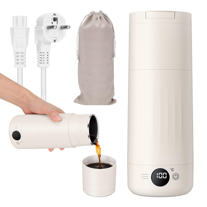 PAHTTO Elektrischer Reisewasserkocher 600ml, Tragbarer Wasserkocher Edelstahl, Schnellkochen und Tem
