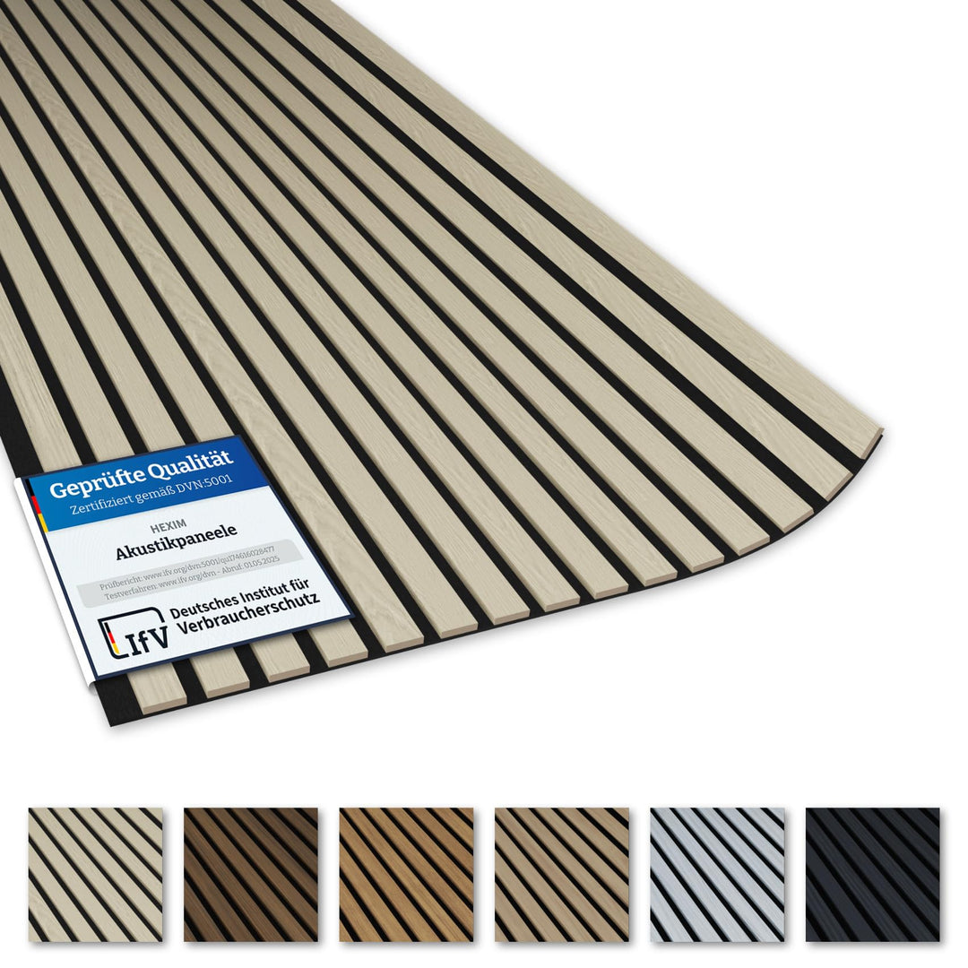 Akustiko Lamella Akustikpaneele 4 Stück 280x60cm - flexible Filz MDF Wandpaneele fugenlos - überlapp