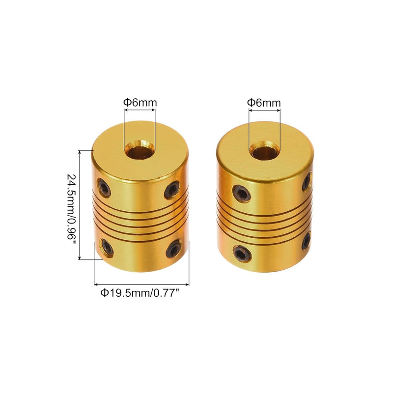 QUARKZMAN 5 Stück 6mm auf 6mm Aluminiumlegierung Wellenkupplung L24.5xD19.5 Flexibler Kuppler für En