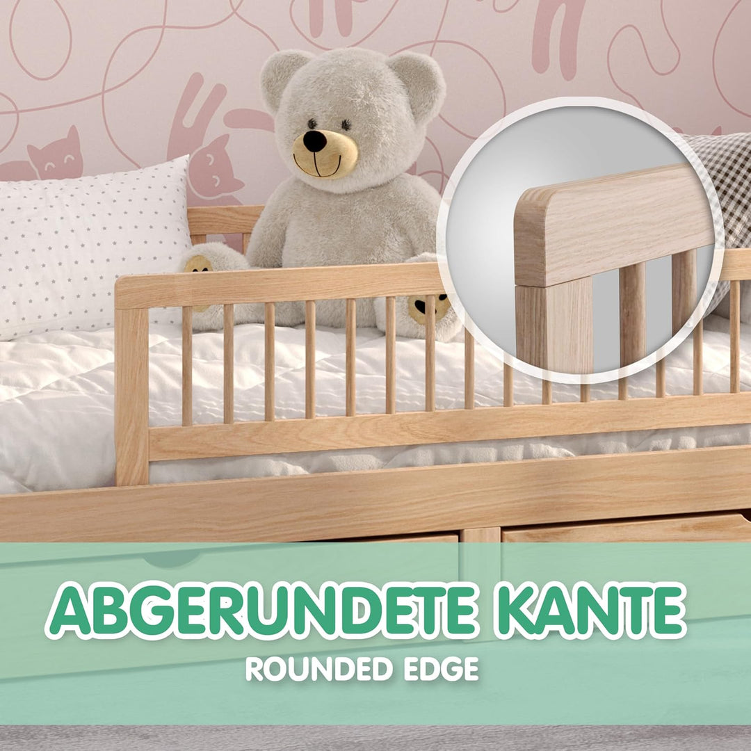 CADANI Kinder Bettgitter Baby Bettschutzgitter klappbarer Rausfallschutz aus Massivholz für Elternbe