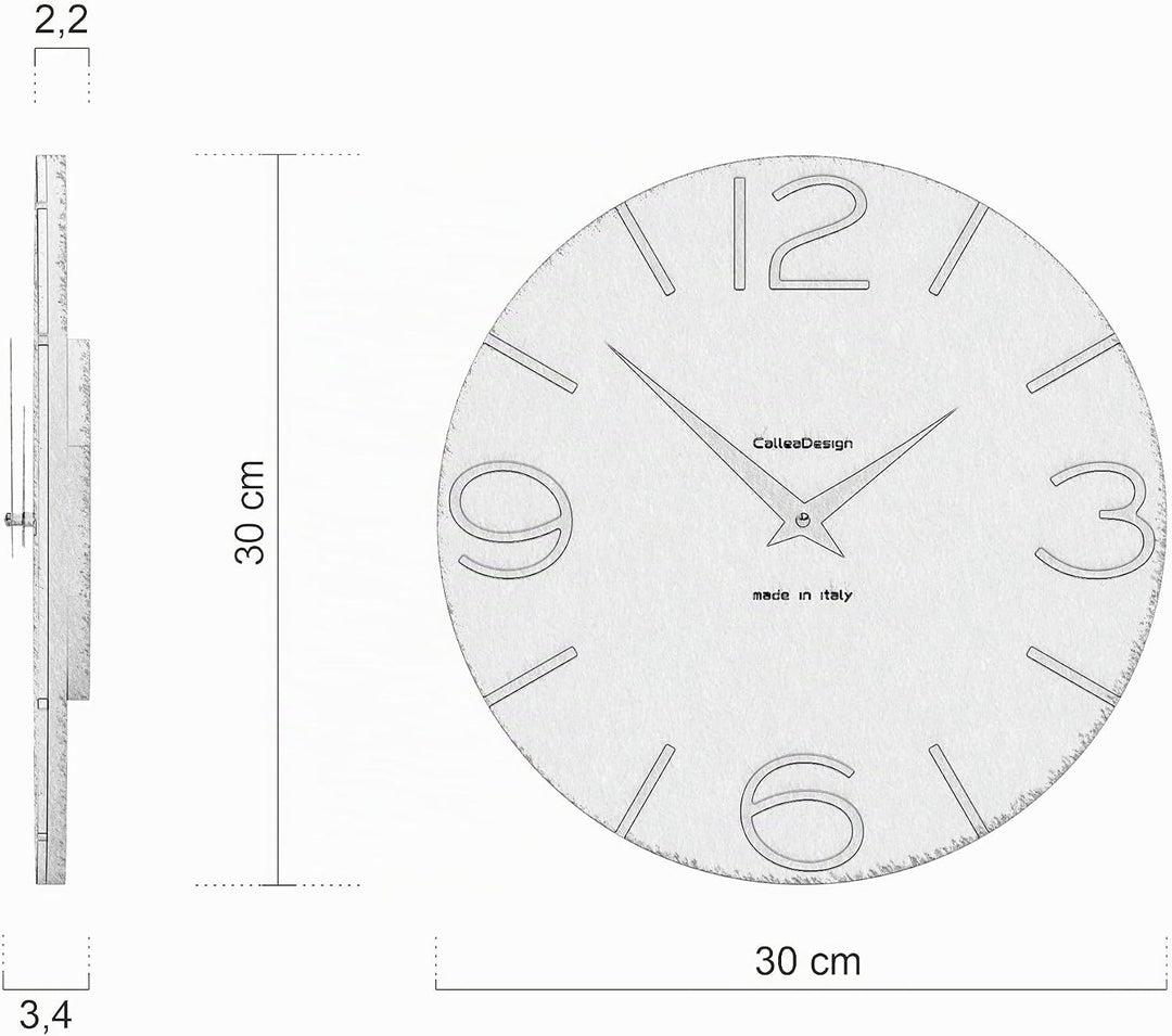 CalleaDesign 30 cm Black Smile Wanduhr Schwarz, Schwarz