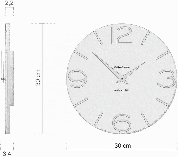 CalleaDesign 30 cm Black Smile Wanduhr Schwarz, Schwarz