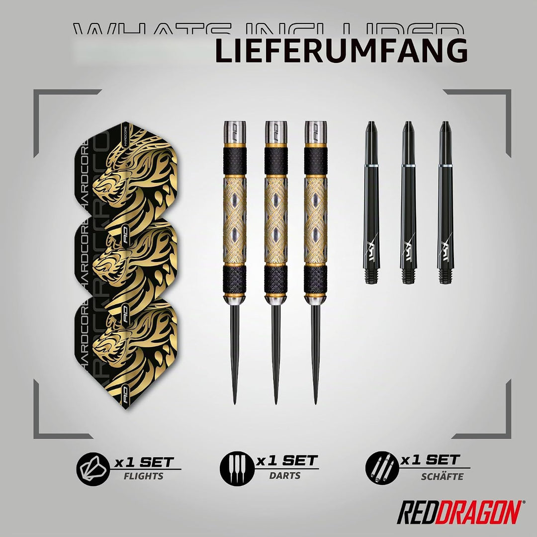 RED DRAGON Golden Eye Dartpfeile 22g, 24g, 26g, 28g, 30g oder 32g Profi Dartpfeile mit Flights und S