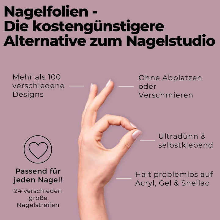 Original Miss Sophie’s Starterset I Selbstklebende Nagelfolien I Nagelaufkleber in Rose Babyboomer &amp;
