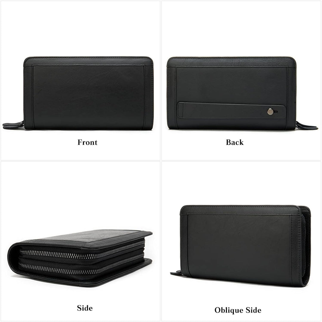 PORRASSO Herren Geldbörse Leder Clutch Tasche Kreditkartenetui Brieftasche Handytasche Portemonnaie