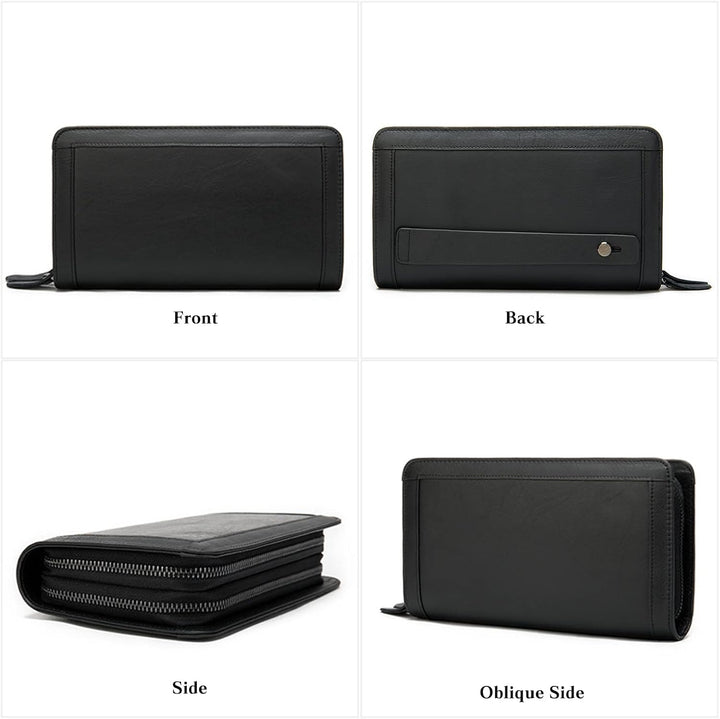 PORRASSO Herren Geldbörse Leder Clutch Tasche Kreditkartenetui Brieftasche Handytasche Portemonnaie