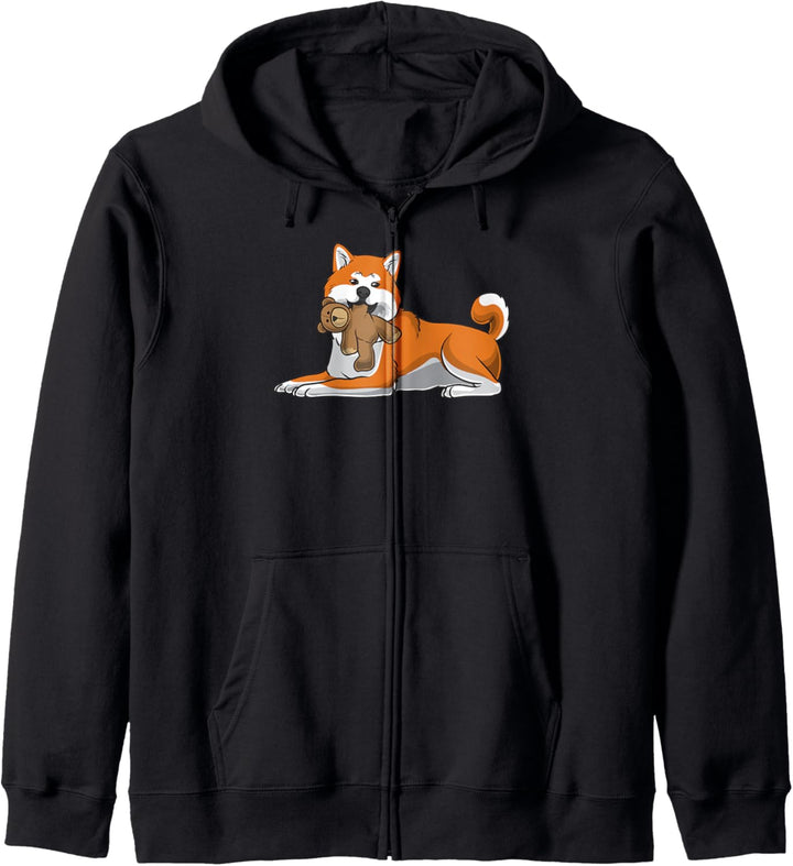 Akita Inu Hund mit Plüschtie Kapuzenjacke