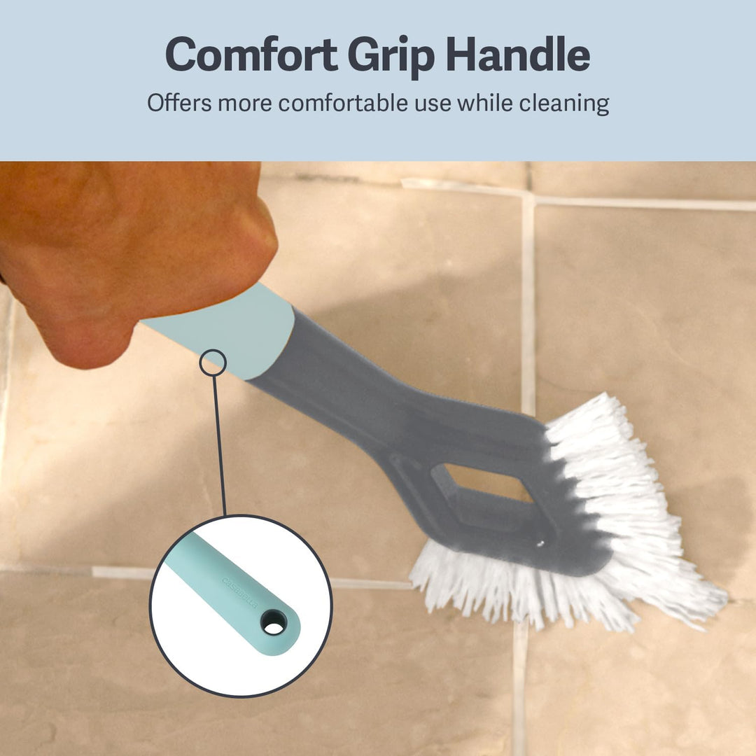 Casabella Smart Scrub Reinigungsbürste für Fliesen und Fugenmörtel, strapazierfähig, Grau/Aqua Heavy